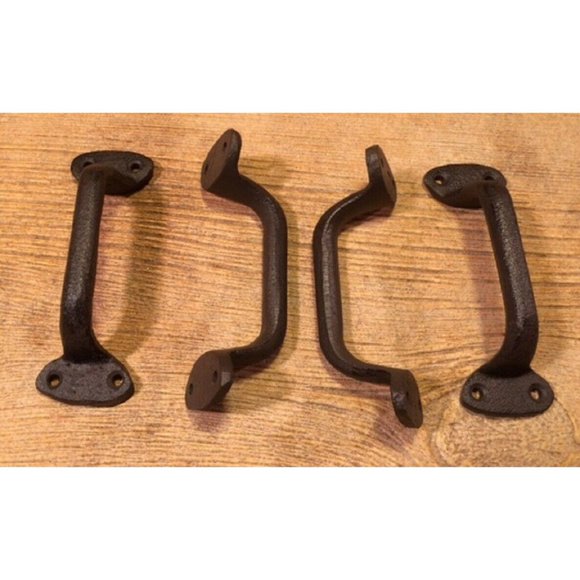 Two (2) Small Cast Iron Handle Barn Door Pulls Two (2) 0184-0053 - Picture 7 of 12